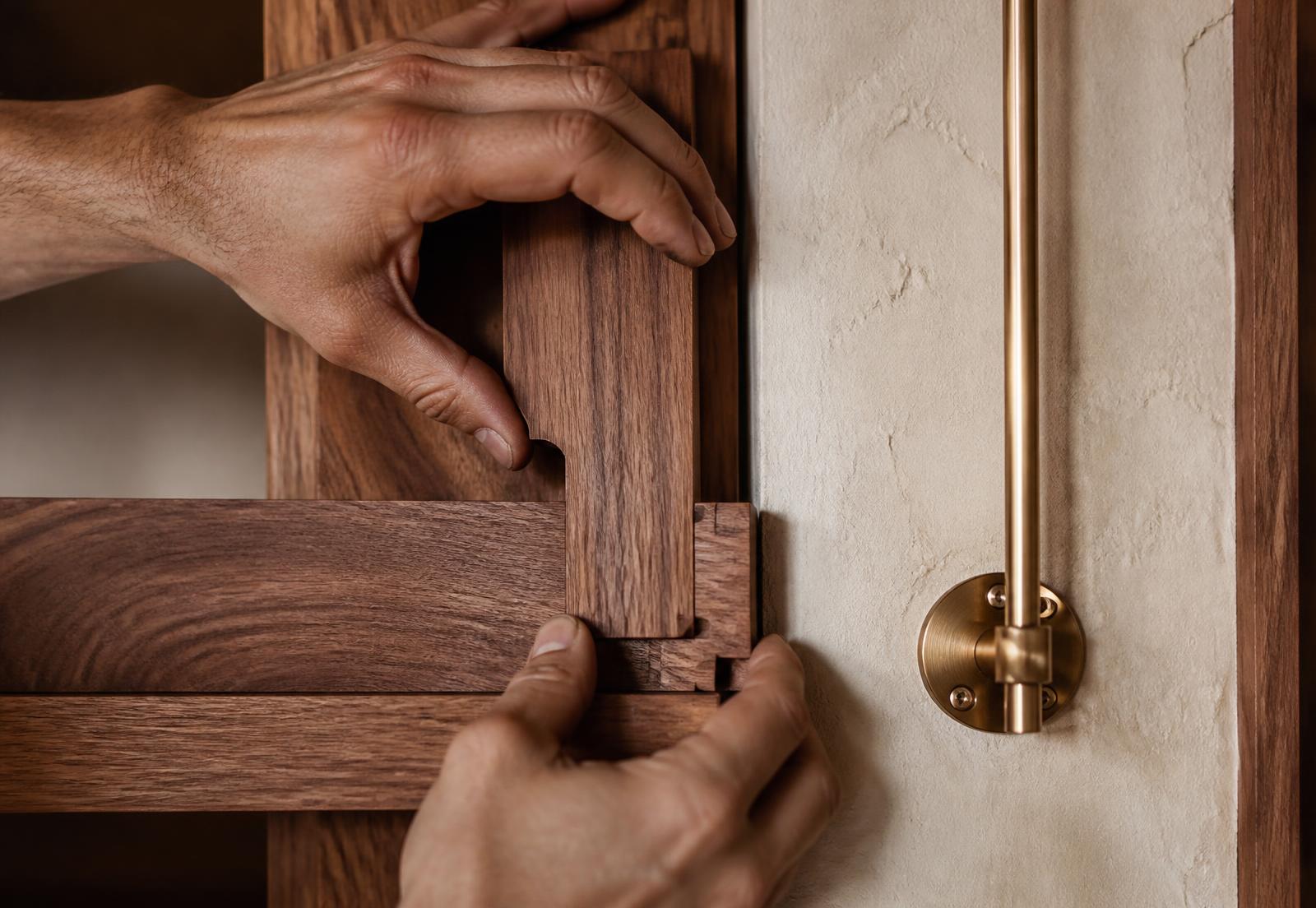A craftsperson fitting joinery on a Silk & Savannah project